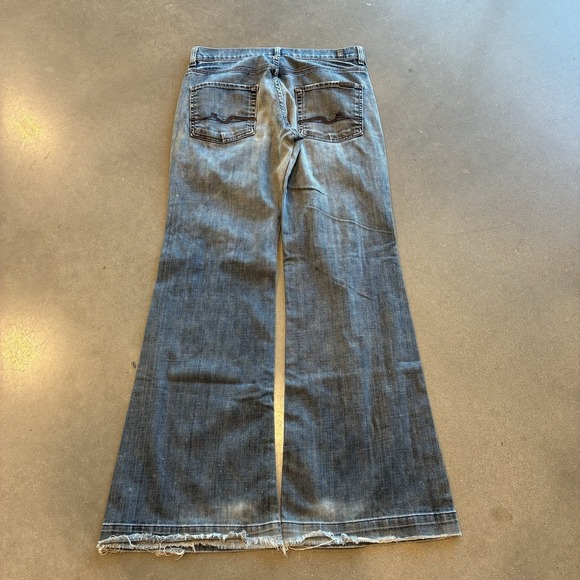 7 for all Manking Jeans Womens 31 Blue Ginger Flare Distressed Stretch Festival - Picture 4 of 4